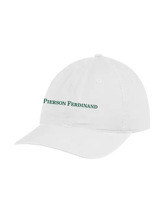 Garment Washed Unstructured Twill White Cap w/Pierson Ferdinand Logo