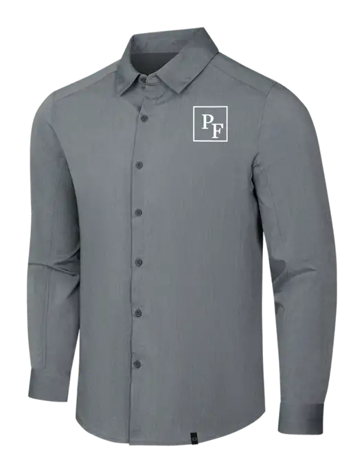 OGIO Medium Grey Heather Commuter Woven Shirt w/PF Icon Logo