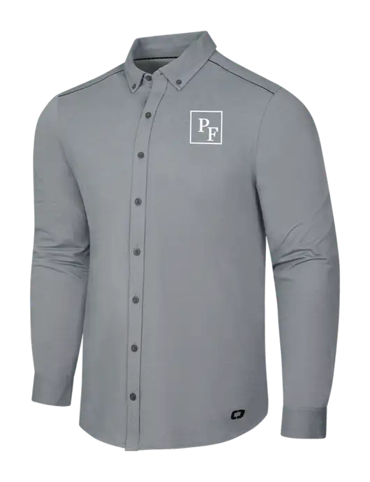 OGIO Medium Grey Heather Modern Code Stretch Button-Up Shirt w/PF Icon Logo