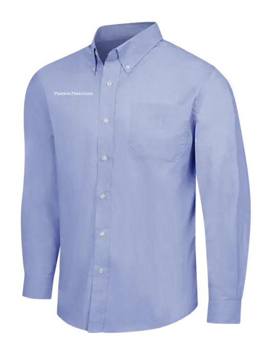 Light Slate Blue Crosshatch Easy Care Shirt w/Pierson Ferdinand Logo