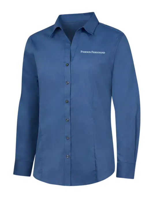 Light Navy Womens Crosshatch Easy Care Shirt w/Pierson Ferdinand Logo