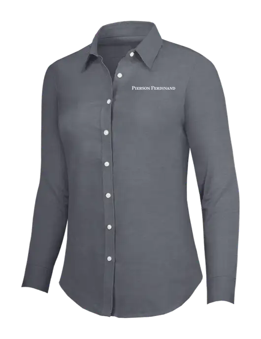 Dark Grey Womens SuperPro Oxford Shirt w/Pierson Ferdinand Logo