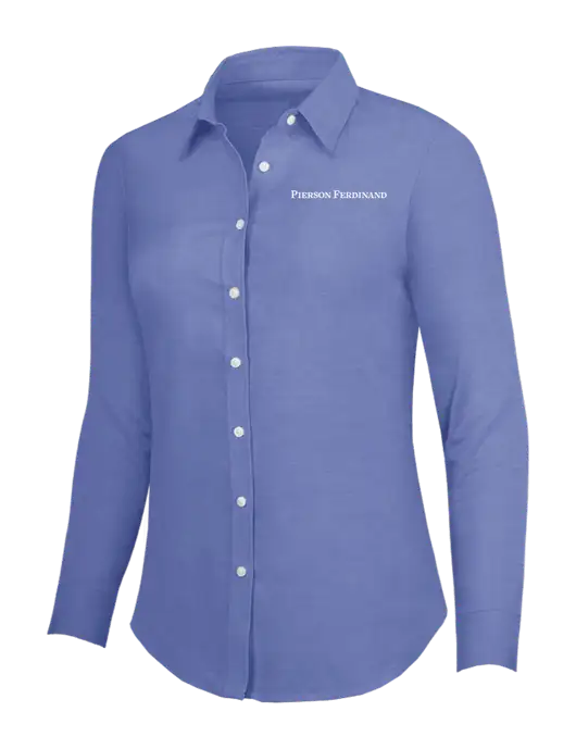 Navy Womens SuperPro Oxford Shirt w/Pierson Ferdinand Logo