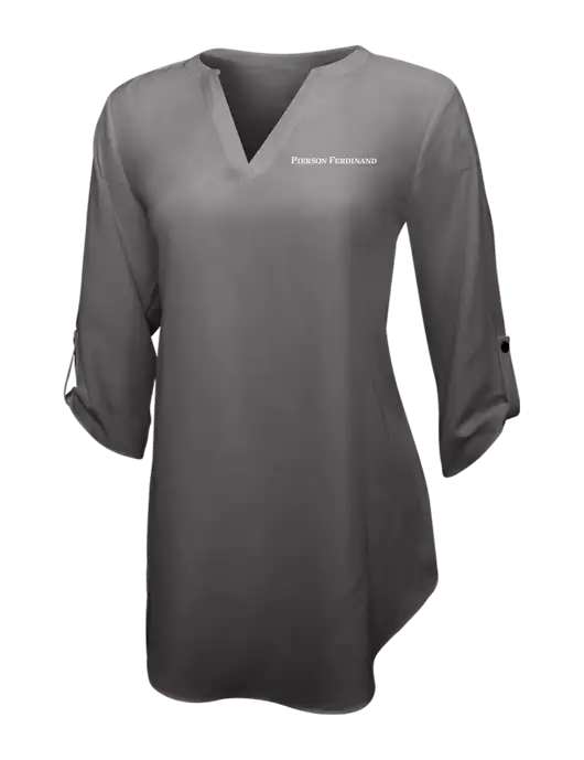 Dark Grey Womens 3/4 Sleeve Tunic Blouse w/Pierson Ferdinand Logo