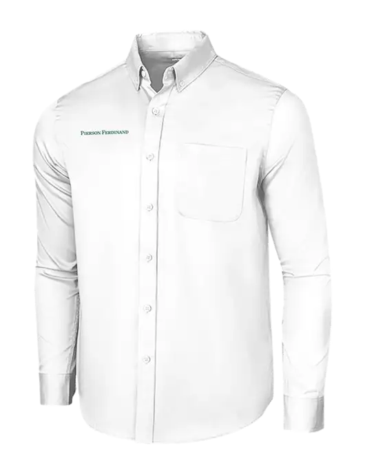 Long Sleeve White Superpro React Twill Shirt w/Pierson Ferdinand Logo