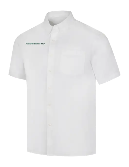 Short Sleeve White Superpro React Twill Shirt w/Pierson Ferdinand Logo