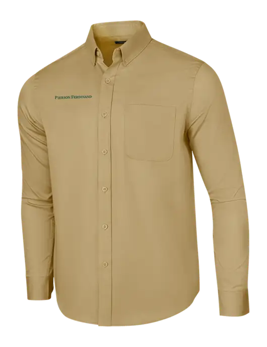 Long Sleeve Dark Tan Superpro React Twill Shirt w/Pierson Ferdinand Logo
