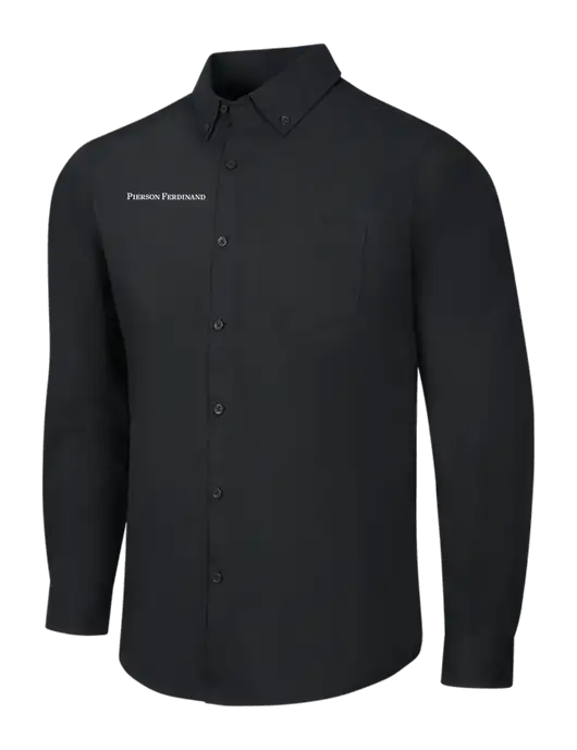 Black Long Sleeve Carefree Poplin Shirt w/Pierson Ferdinand Logo