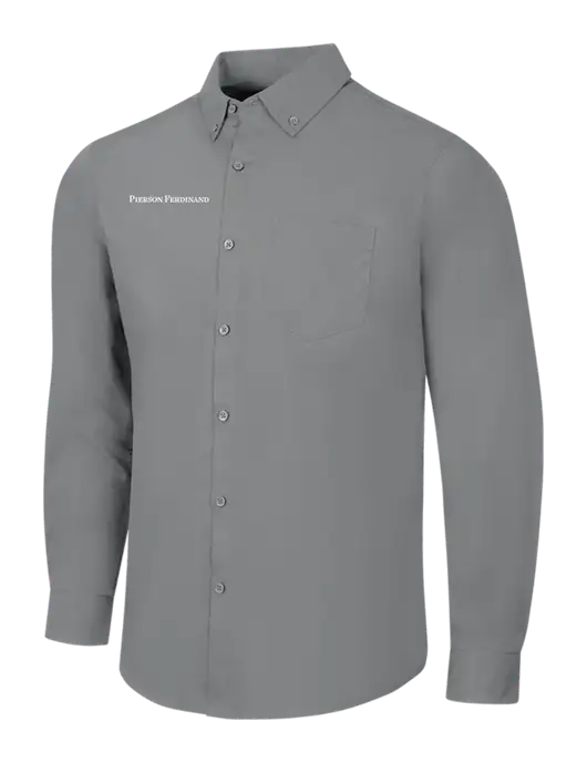Medium Grey Long Sleeve Carefree Poplin Shirt w/Pierson Ferdinand Logo