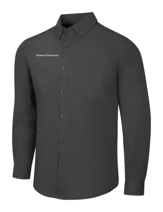 Dark Grey Long Sleeve Carefree Poplin Shirt w/Pierson Ferdinand Logo