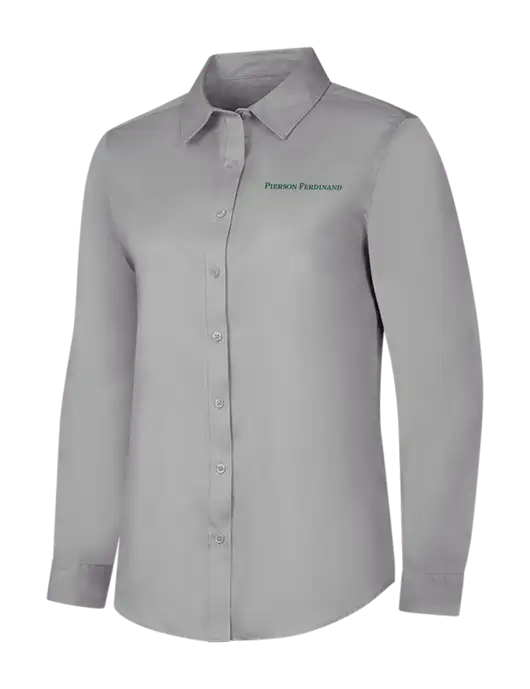 Light Grey Womens Long Sleeve Superpro React Twill Shirt w/Pierson Ferdinand Logo