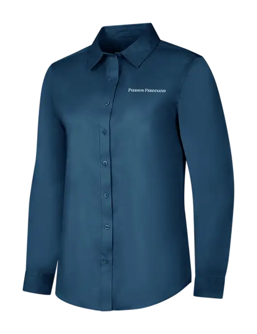 Light Navy Womens Long Sleeve Superpro React Twill Shirt w/Pierson Ferdinand Logo