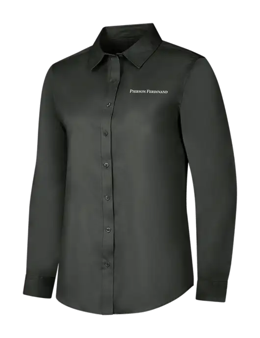 Dark Grey Womens Long Sleeve Superpro React Twill Shirt w/Pierson Ferdinand Logo