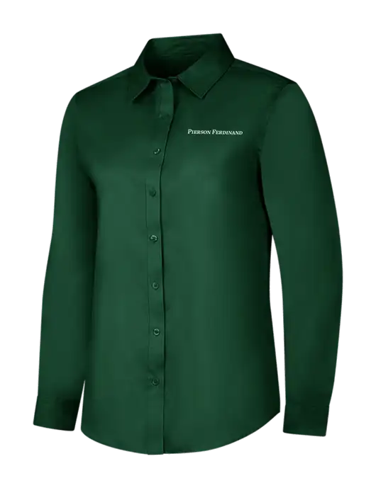 Dark Green Womens Long Sleeve Superpro React Twill Shirt w/Pierson Ferdinand Logo