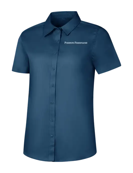 Womens Light Navy Short Sleeve Superpro React Twill Shirt w/Pierson Ferdinand Logo