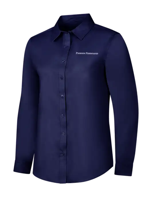 Navy Womens Long Sleeve Superpro React Twill Shirt w/Pierson Ferdinand Logo