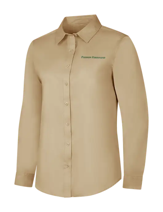 Dark Tan Womens Long Sleeve Superpro React Twill Shirt w/Pierson Ferdinand Logo