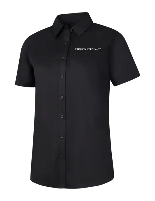 Womens Black Short Sleeve Superpro React Twill Shirt w/Pierson Ferdinand Logo