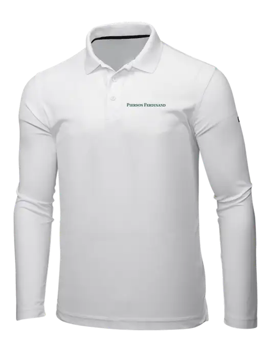 OGIO Bright White Caliber 2.0 Long Sleeve Polo w/Pierson Ferdinand Logo