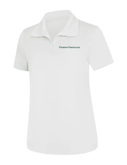 Womens White Micropique Sport-Wick Polo w/Pierson Ferdinand Logo