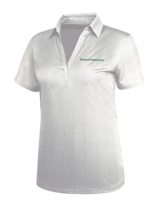 White Womens Performance Fine Jacquard Polo w/Pierson Ferdinand Logo