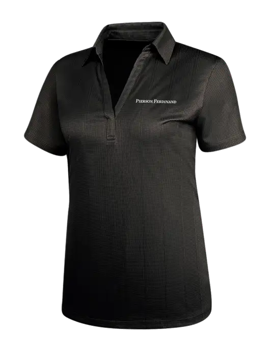 Black Womens Performance Fine Jacquard Polo w/Pierson Ferdinand Logo