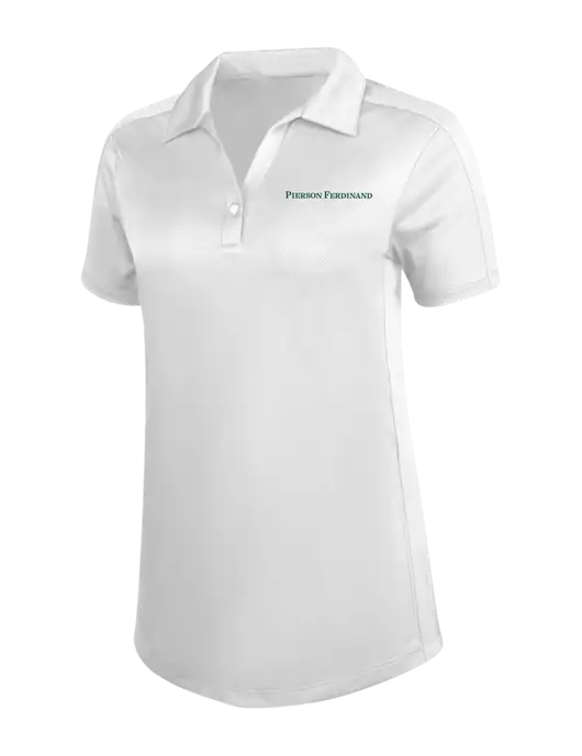 Womens White Diamond Jacquard Polo w/Pierson Ferdinand Logo