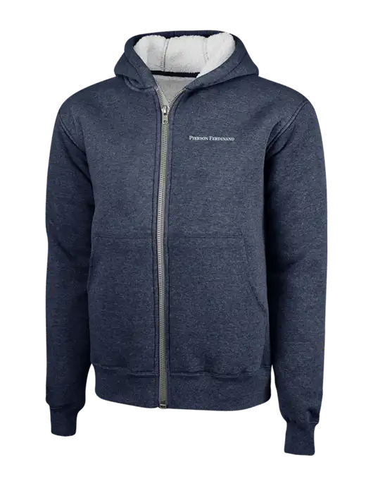 Cornerstone Navy Heavyweight Sherpa Lined Hooded Fleece Jacket w/Pierson Ferdinand Logo