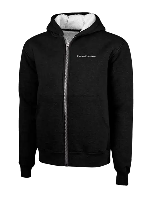 Cornerstone Black Heavyweight Sherpa Lined Hooded Fleece Jacket w/Pierson Ferdinand Logo