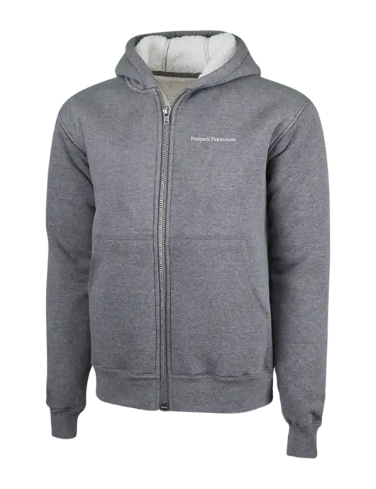 Cornerstone Grey Heather Heavyweight Sherpa Lined Hooded Fleece Jacket w/Pierson Ferdinand Logo
