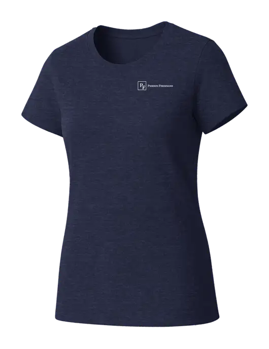 Womens Seriously Soft Heathered Navy T-Shirt w/Full Logo