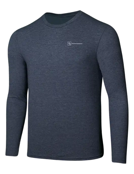 Seriously Soft Heathered Navy Long Sleeve T-Shirt w/Full Logo