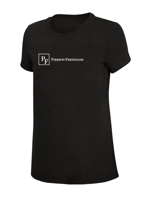 Womens Simply Soft Black 4.5oz Poly/Combed Ring Spun Cotton T-Shirt w/Full Logo