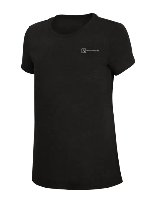 Womens Simply Soft Black 4.5oz Poly/Combed Ring Spun Cotton T-Shirt w/Full Logo