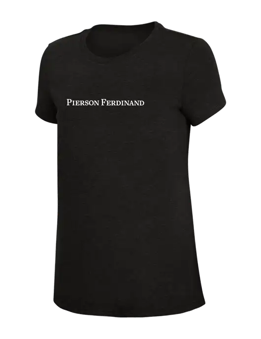 Womens Simply Soft Black 4.5oz Poly/Combed Ring Spun Cotton T-Shirt w/Pierson Ferdinand Logo