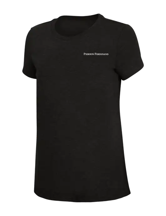 Womens Simply Soft Black 4.5oz Poly/Combed Ring Spun Cotton T-Shirt w/Pierson Ferdinand Logo