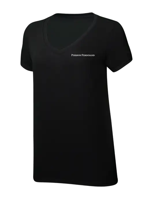 Womens Simply Soft V-Neck Black 4.5oz  Poly/Combed Ring Spun Cotton T-Shirt w/Pierson Ferdinand Logo