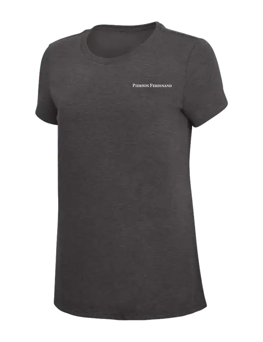 Womens Simply Soft Heather Charcoal 4.5oz  Poly/Combed Ring Spun Cotton T-Shirt w/Pierson Ferdinand Logo