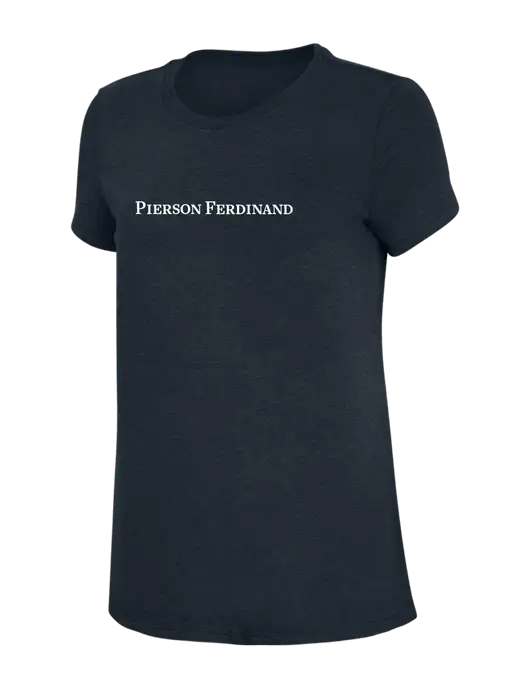 Womens Simply Soft Navy 4.5oz Poly/Combed Ring Spun Cotton T-Shirt w/Pierson Ferdinand Logo
