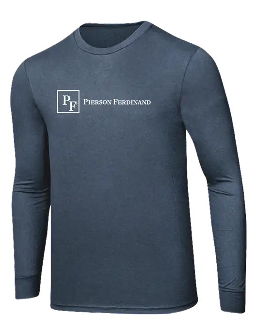 Simply Soft Long Sleeve Navy Frost 4.5 oz, Poly/Combed Ring Spun Cotton T-Shirt w/Full Logo