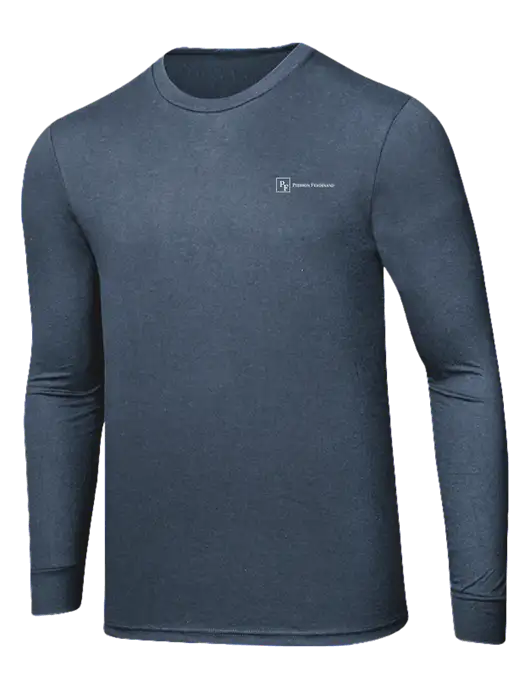 Simply Soft Long Sleeve Navy Frost 4.5 oz, Poly/Combed Ring Spun Cotton T-Shirt w/Full Logo