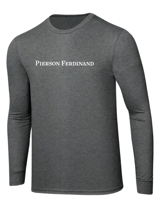 Simply Soft Long Sleeve Medium Grey Frost 4.5 oz, Poly/Combed Ring Spun Cotton T-Shirt w/Pierson Ferdinand Logo
