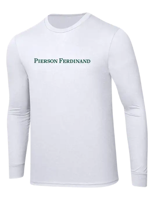 Simply Soft Long Sleeve White 4.5 oz, Poly/Combed Ring Spun Cotton T-Shirt w/Pierson Ferdinand Logo