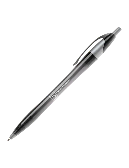 Novella Translucent Black/Silver Jewel Pen - Blue Ink w/Full Logo
