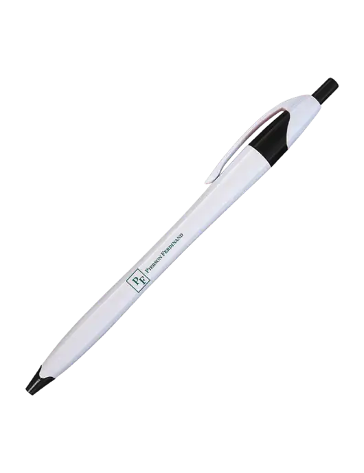 Novella White/Black Classic Pen - Blue Ink w/Full Logo