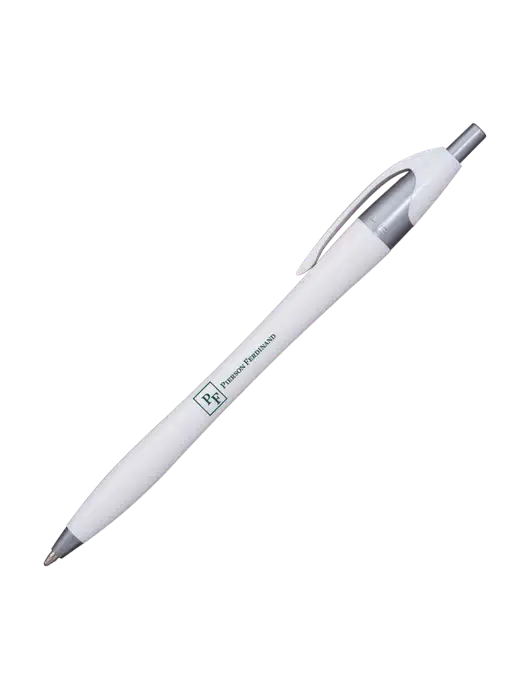 Novella White/Silver Shimmer Pen - Blue Ink w/Full Logo