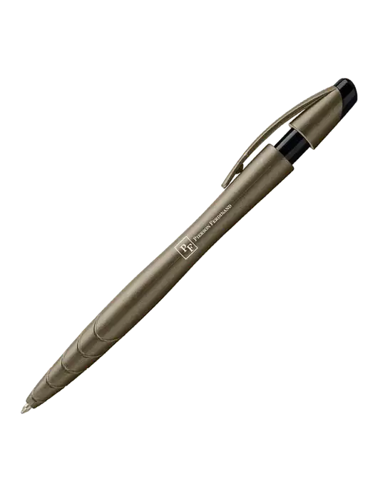 Awali Grey Metallic Pen - Black Ink w/Full Logo