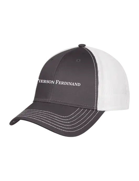 Dark Grey/White Mesh Trucker Cap Snap Back w/Pierson Ferdinand Logo