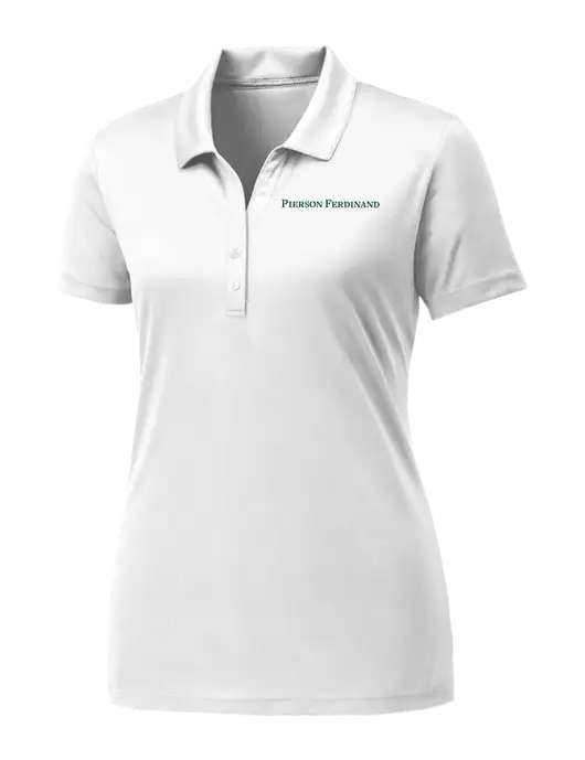 Womens White PosiCharge Competitor Polo w/Pierson Ferdinand Logo