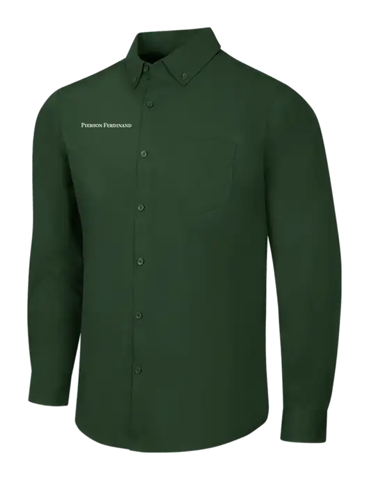 Forest Green Long Sleeve Carefree Poplin Shirt w/Pierson Ferdinand Logo